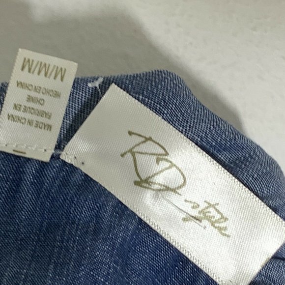 RD Style Blue Chambray Off Shoulder Blouse Medium - Picture 7 of 7